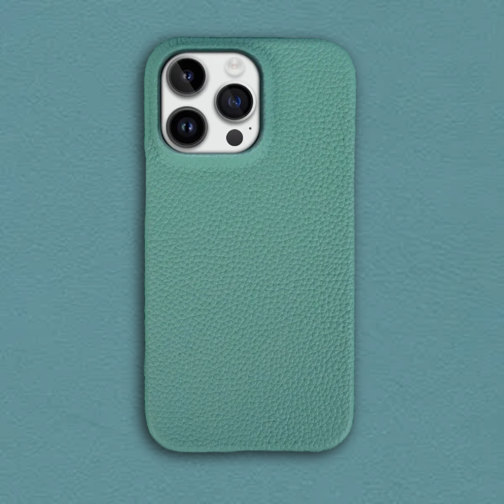 Full Grain Leather Case For iPhone - Cyan