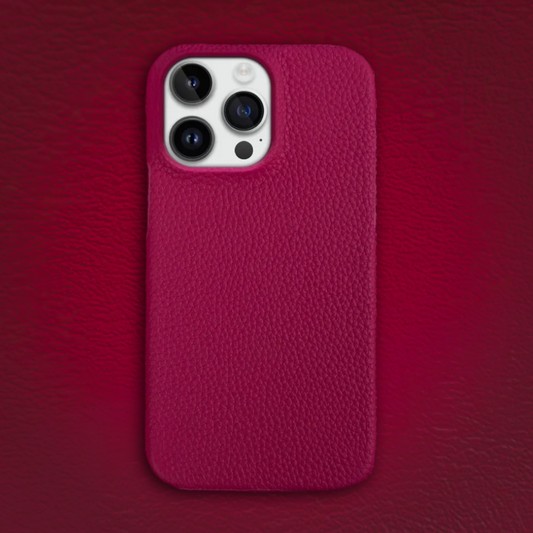 Full Grain Leather Case For iPhone - Rose Red